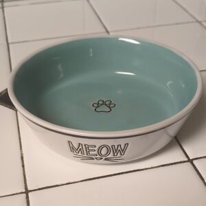 Meow Cat Bowl - Blue and White